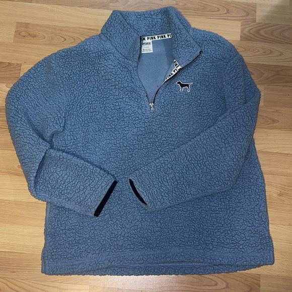 Victoria's Secret Pink Blue quarter zip pullover - Picture 1 of 2